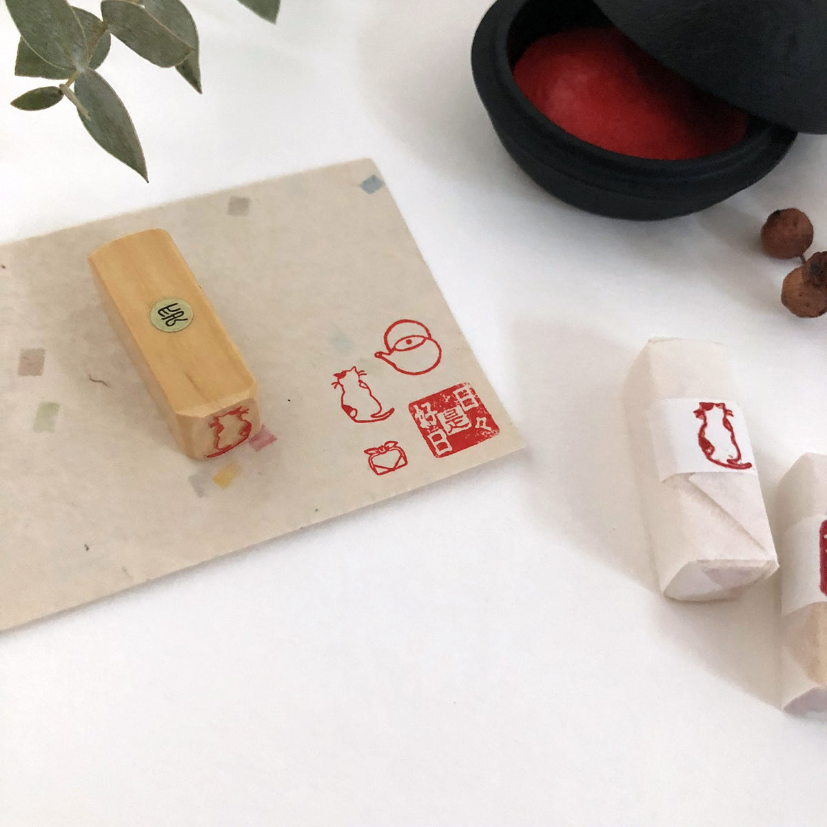 KYUKANDO Yura-No-In Wooden Stamp - Fukuroshiki Gift Box-niconeco zakkaya