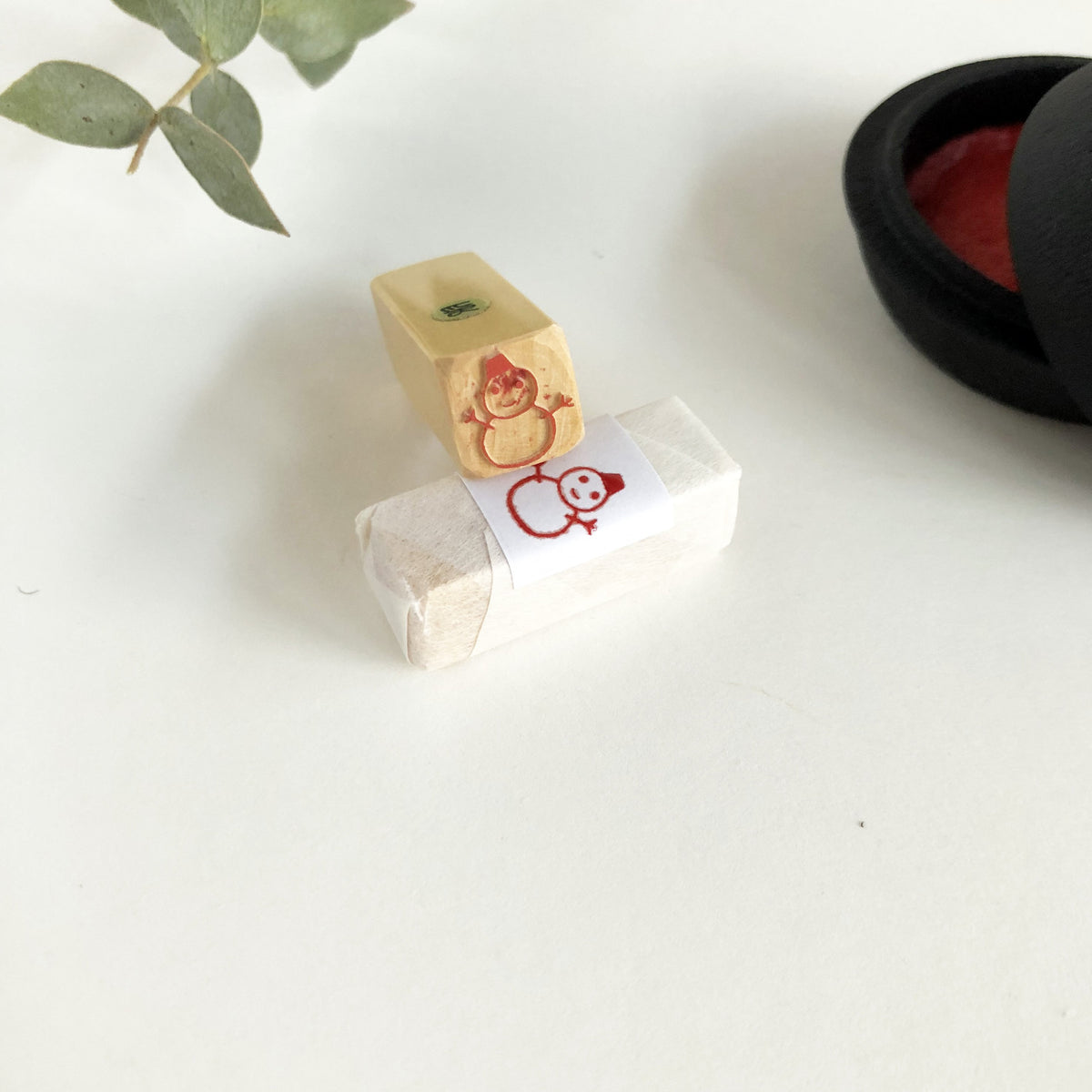 KYUKANDO Yura-No-In Wooden Stamp - Snowman-niconeco zakkaya